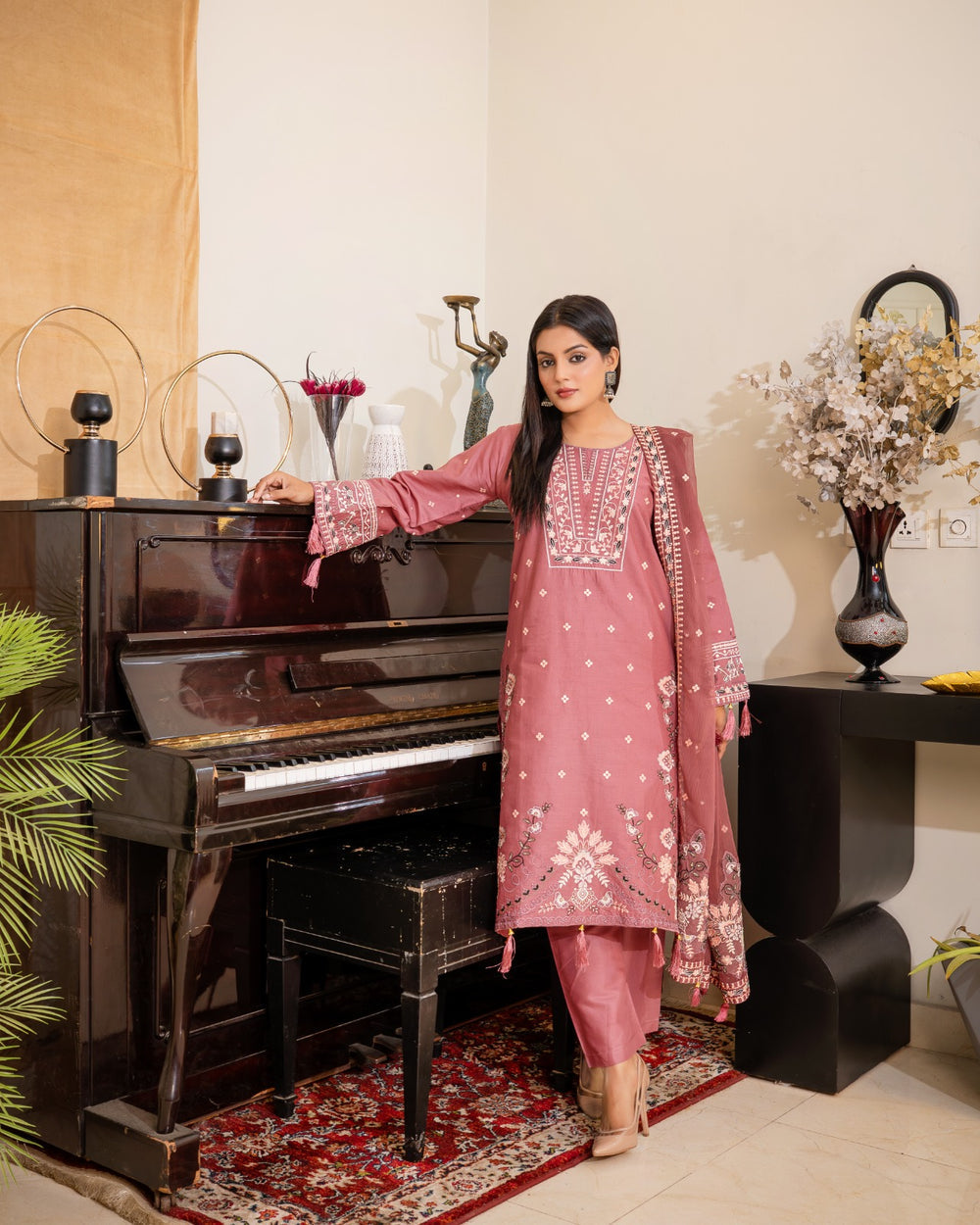 DUSTY ROSE EMBROIDERED 3PC