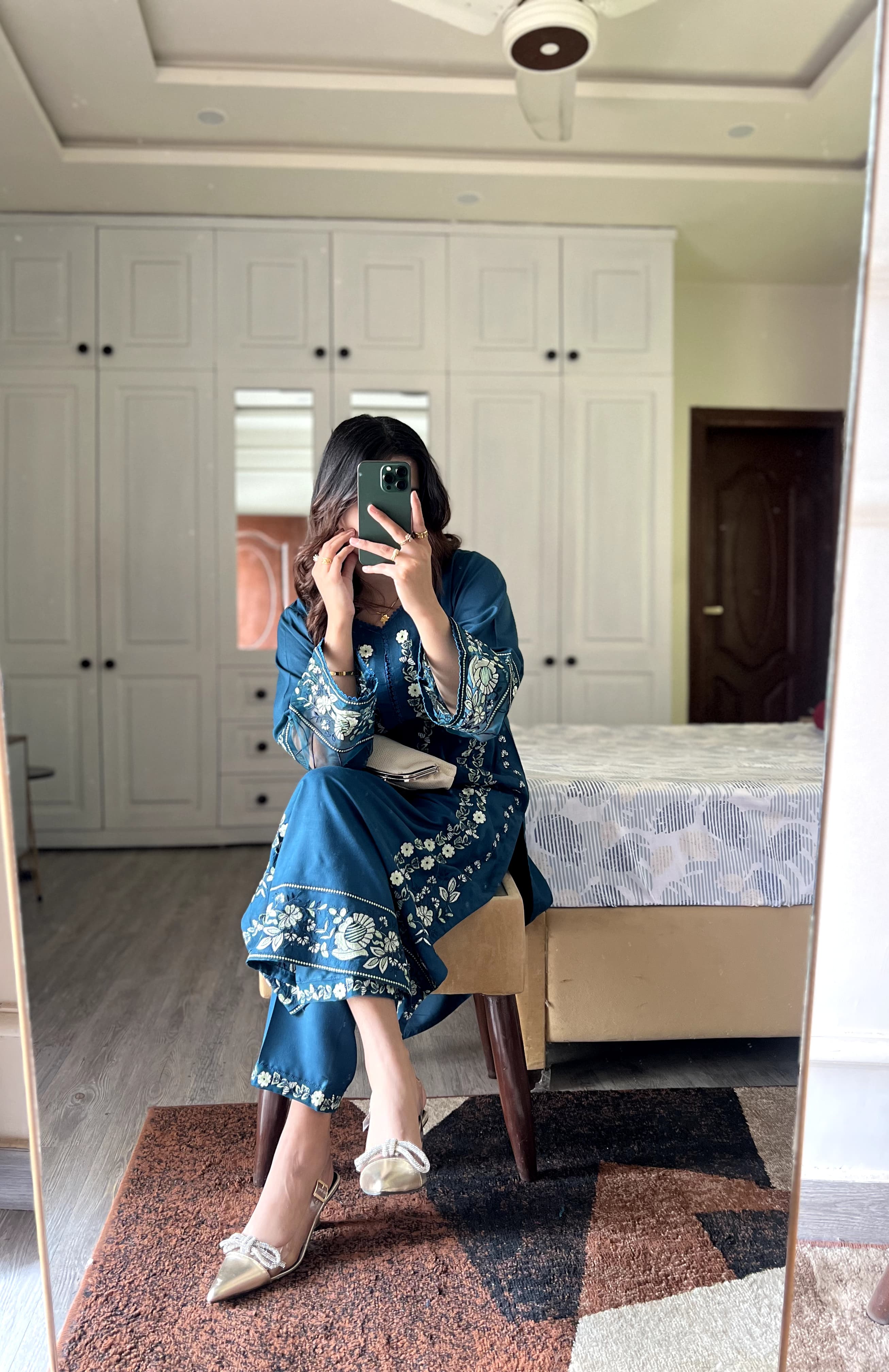 Saher embriodered long length