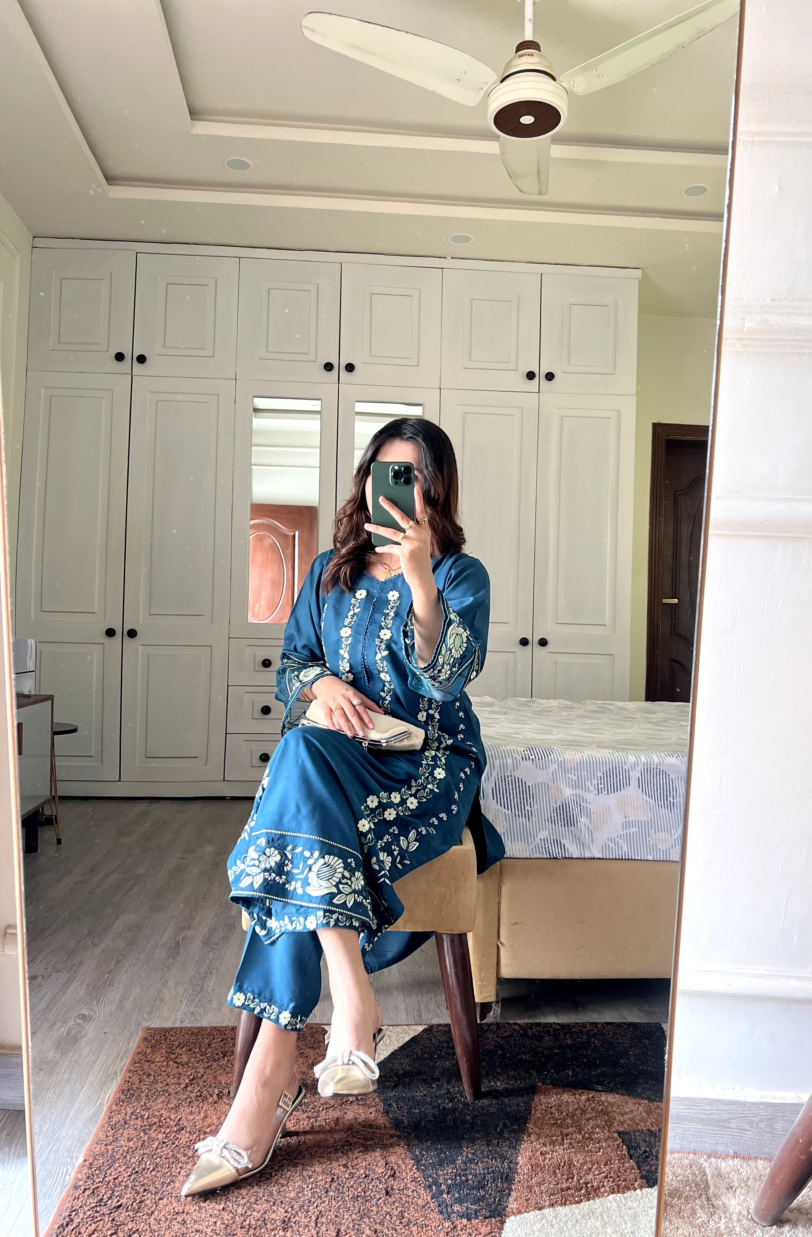 Saher embriodered long length