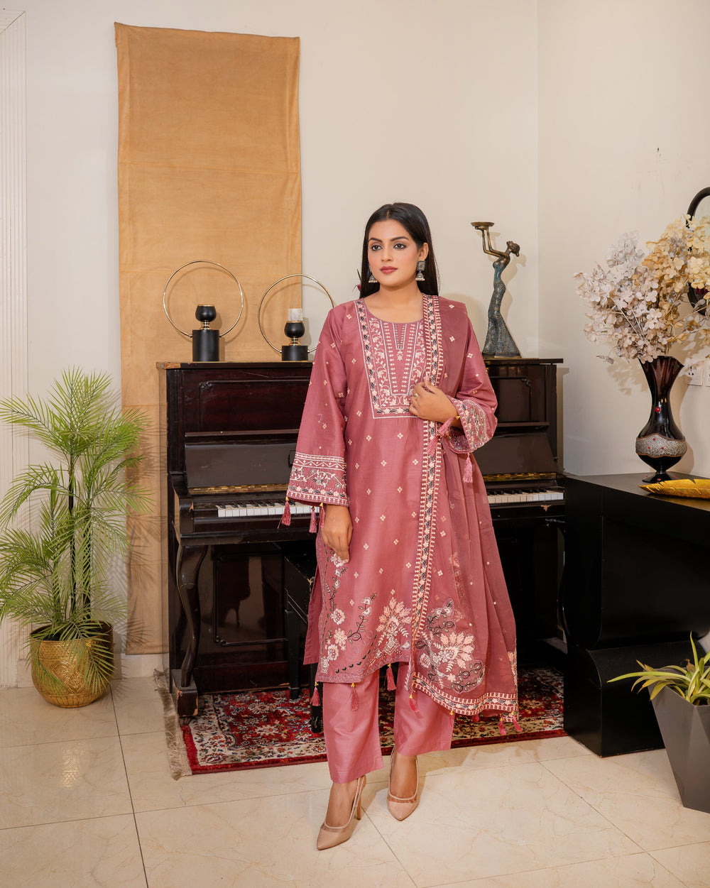 DUSTY ROSE EMBROIDERED 3PC