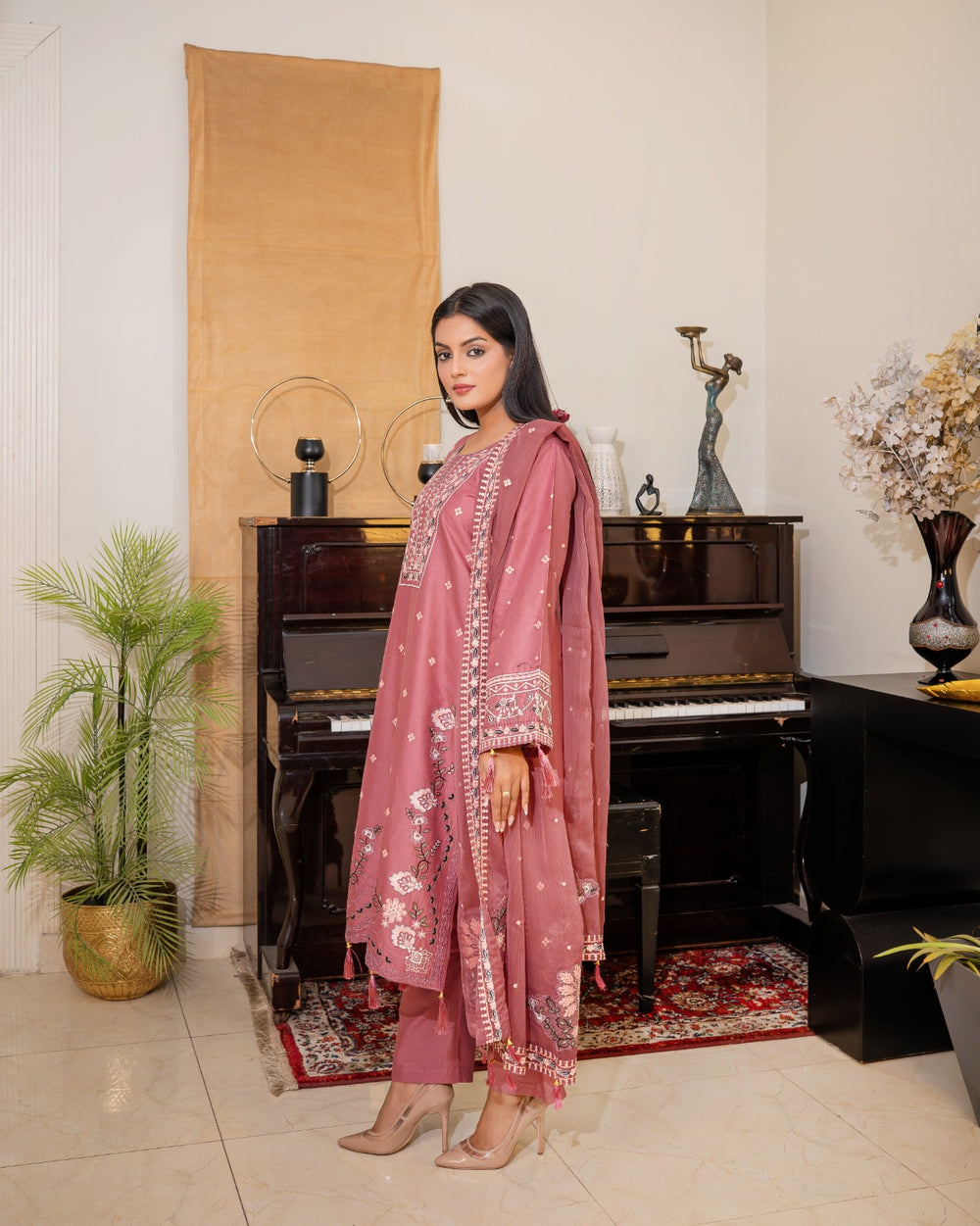 DUSTY ROSE EMBROIDERED 3PC
